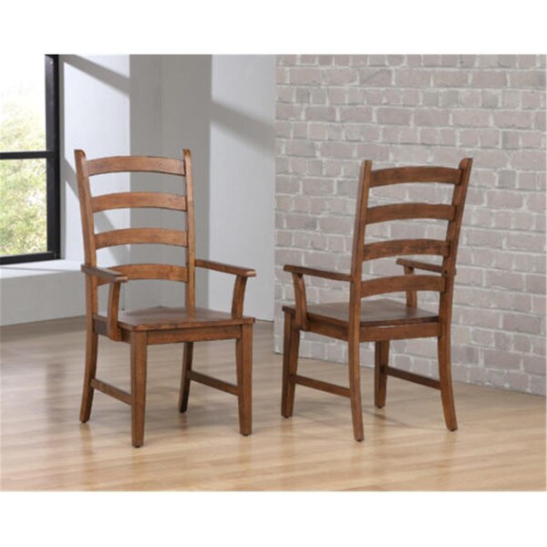 Sunset Trading Simply Brook Ladder Back Dining Arm Chair - Amish Brown, 2PK - DLU-BR-C80A-AM-2