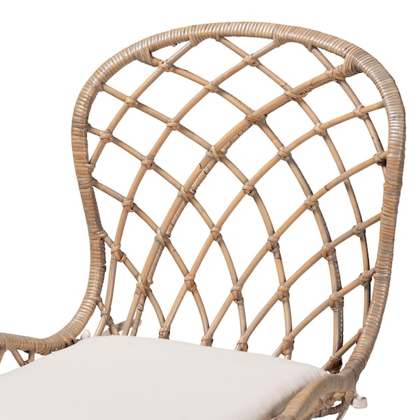 Baxton Studio Sabelle Modern Bohemian Natural Finished Teak Wood and Greywashed Rattan 2-Piece Dining Chair Set, PR - 231-2PC-12822-ZORO