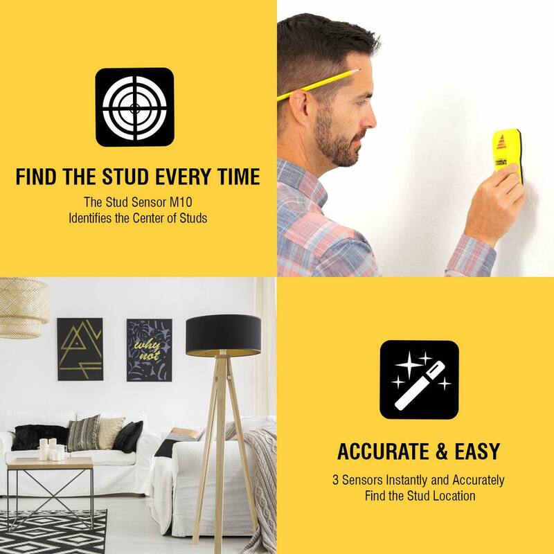 Franklin Sensors ProSensor M10 Center Stud Finder/Wood and Metal Stud Detector/Wall Scanner for Drywall - FSM1002HD