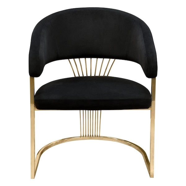 Diamond Sofa Solstice Dining Chair with Polished Gold Metal Frame, Black Velvet - SOLSTICEDCBL1PK