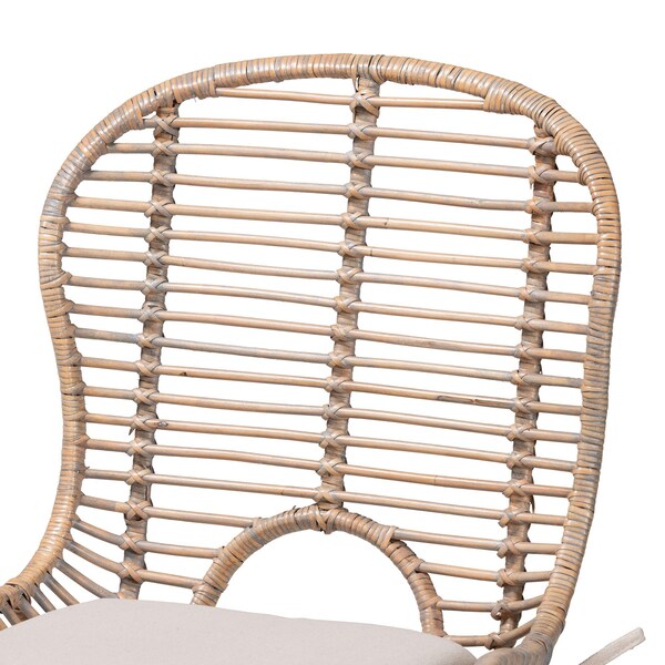 Baxton Studio Brenna Modern Bohemian Greywashed Rattan and Black Metal 2-Piece Dining Chair Set, PR - 231-2PC-12826-ZORO