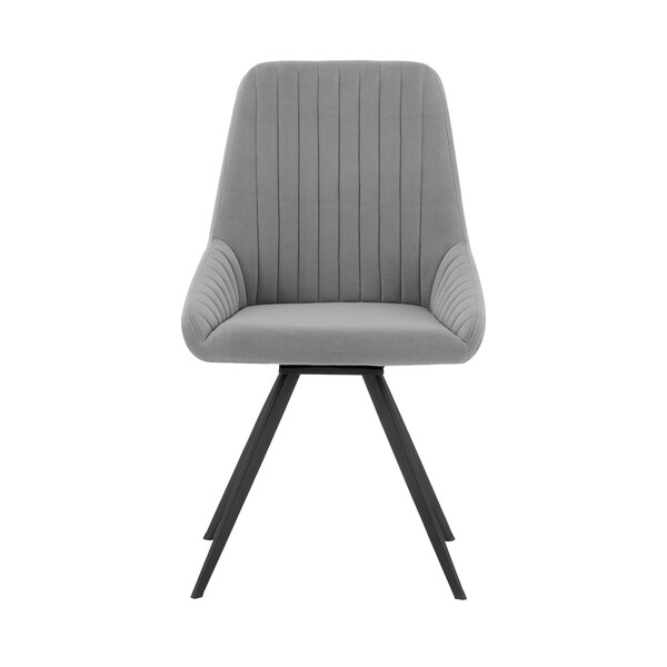 Armen Living Alison Swivel Gray Velvet and Metal Dining Room Chairs - Set of 2 - LCAISIGR