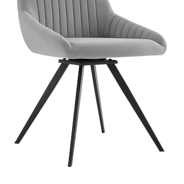 Armen Living Alison Swivel Gray Velvet and Metal Dining Room Chairs - Set of 2 - LCAISIGR