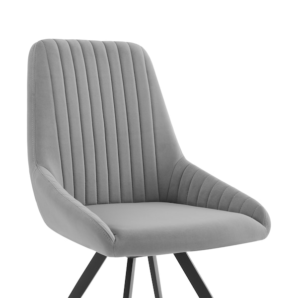 Armen Living Alison Swivel Gray Velvet and Metal Dining Room Chairs - Set of 2 - LCAISIGR