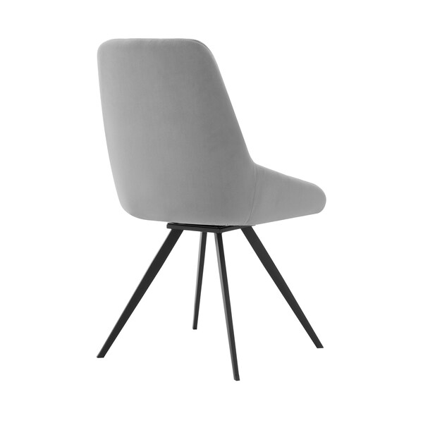 Armen Living Alison Swivel Gray Velvet and Metal Dining Room Chairs - Set of 2 - LCAISIGR