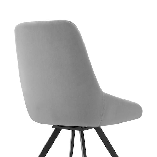 Armen Living Alison Swivel Gray Velvet and Metal Dining Room Chairs - Set of 2 - LCAISIGR