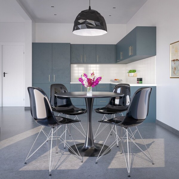 Leisuremod Cresco Plastic Dining Side Chair, Transparent Black - CR19TBL