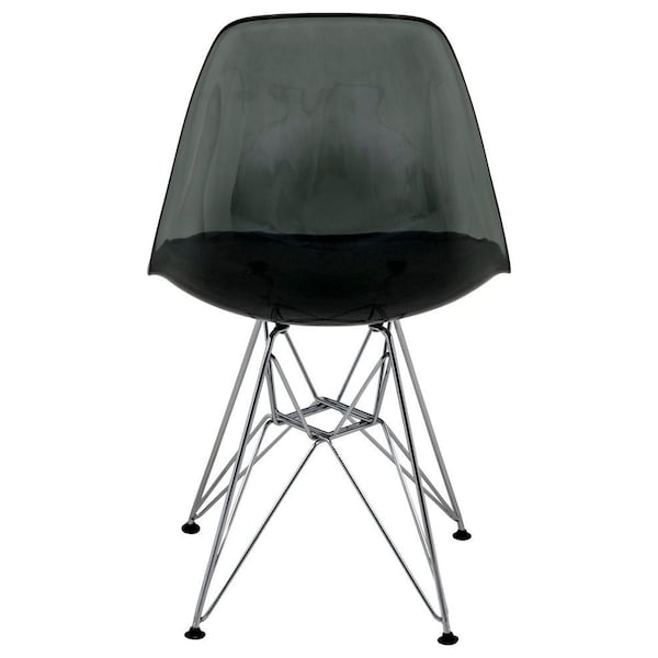 Leisuremod Cresco Plastic Dining Side Chair, Transparent Black - CR19TBL