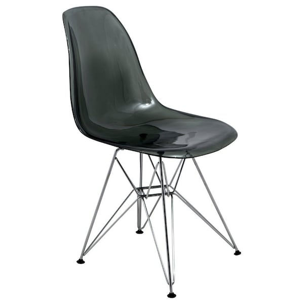 Leisuremod Cresco Plastic Dining Side Chair, Transparent Black - CR19TBL