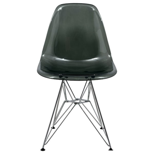 Leisuremod Cresco Plastic Dining Side Chair, Transparent Black - CR19TBL