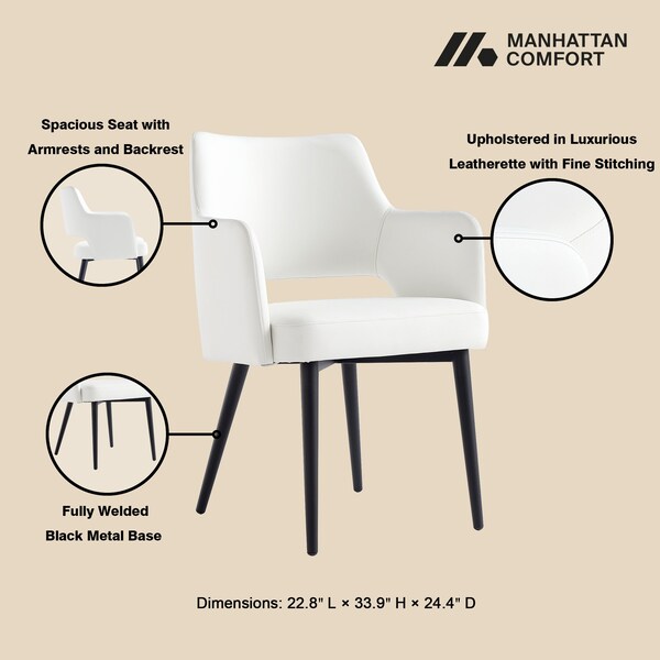 Manhattan Comfort 8-Piece Tremont Dining Chair in White - 8-DC104-WH