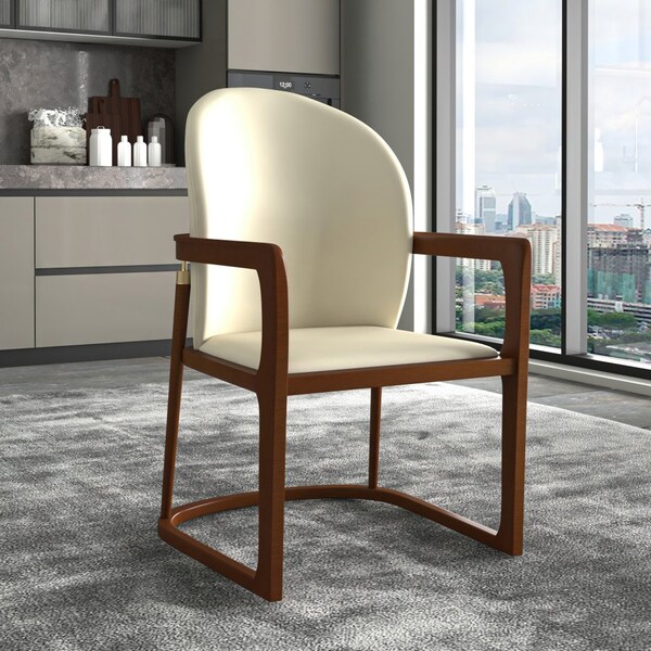Leisuremod Svelta Elegant Wooden Dining Chair in Cream - SC58CR
