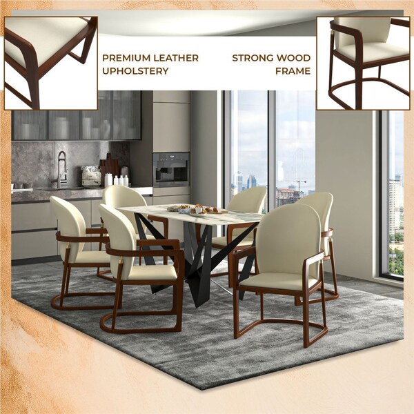 Leisuremod Svelta Elegant Wooden Dining Chair in Cream - SC58CR