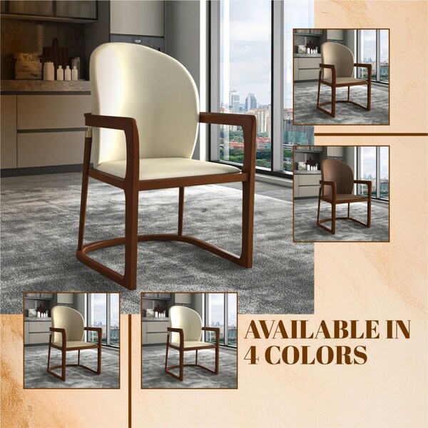 Leisuremod Svelta Elegant Wooden Dining Chair in Cream - SC58CR