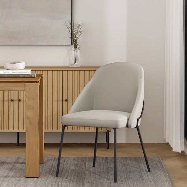 Manhattan Comfort Gracie Dining Chair in Stone and Black - DC100-BST