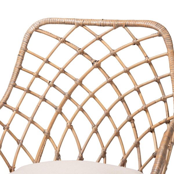 Baxton Studio Ballerina Modern Bohemian Greywashed Rattan and Natural Brown Finished 2-Piece Dining Chair Set, PR - 234-2PC-12825-ZORO