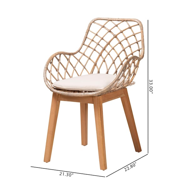 Baxton Studio Ballerina Modern Bohemian Greywashed Rattan and Natural Brown Finished 2-Piece Dining Chair Set, PR - 234-2PC-12825-ZORO