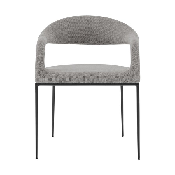 Armen Living Morgan Upholstered Dining Chair with Matte Black Iron and Light Gray Fabric - Set of 2 - LCMOSIBLKLGRY