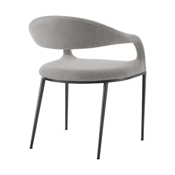 Armen Living Morgan Upholstered Dining Chair with Matte Black Iron and Light Gray Fabric - Set of 2 - LCMOSIBLKLGRY
