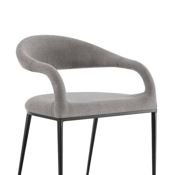 Armen Living Morgan Upholstered Dining Chair with Matte Black Iron and Light Gray Fabric - Set of 2 - LCMOSIBLKLGRY