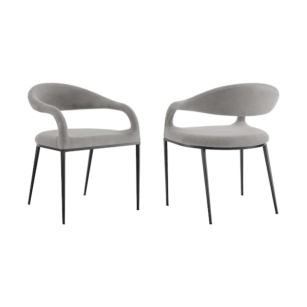 Armen Living Morgan Upholstered Dining Chair with Matte Black Iron and Light Gray Fabric - Set of 2 - LCMOSIBLKLGRY