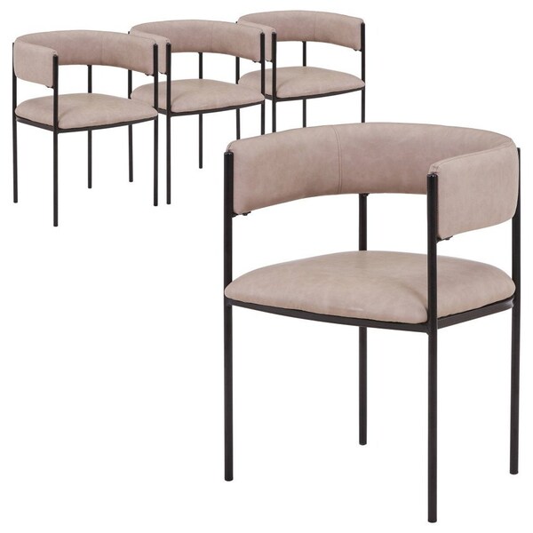 Leisuremod Cyril Collection Modern Chair in Taupe, 4PK - CDC22TP4