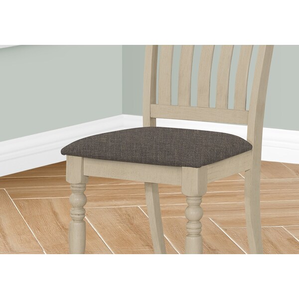 Monarch Specialties Dining Chair, 39 in. Height, Set Of 2, Dining Room, Kitchen, Side, Antique Grey, Grey Fabric - I 1392