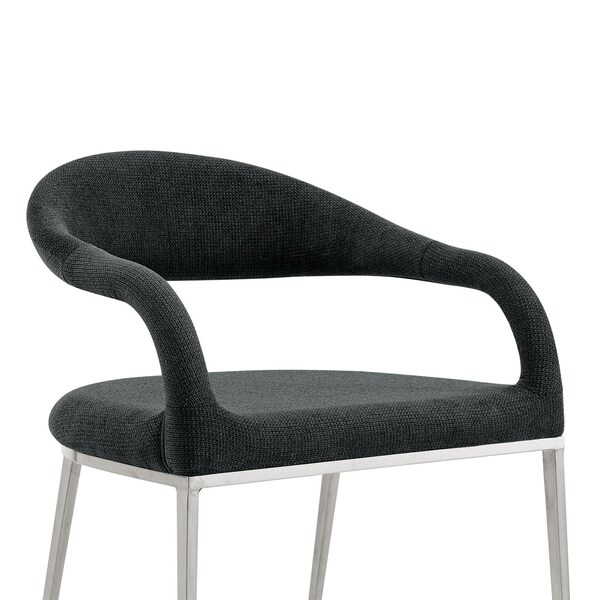 Armen Living Morgan Upholstered Dining Chair with Brushed Stainless Steel and Charcoal Fabric - Set of 2 - LCMOSIBSCH