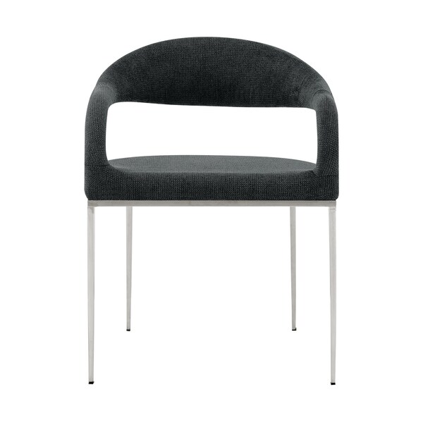 Armen Living Morgan Upholstered Dining Chair with Brushed Stainless Steel and Charcoal Fabric - Set of 2 - LCMOSIBSCH