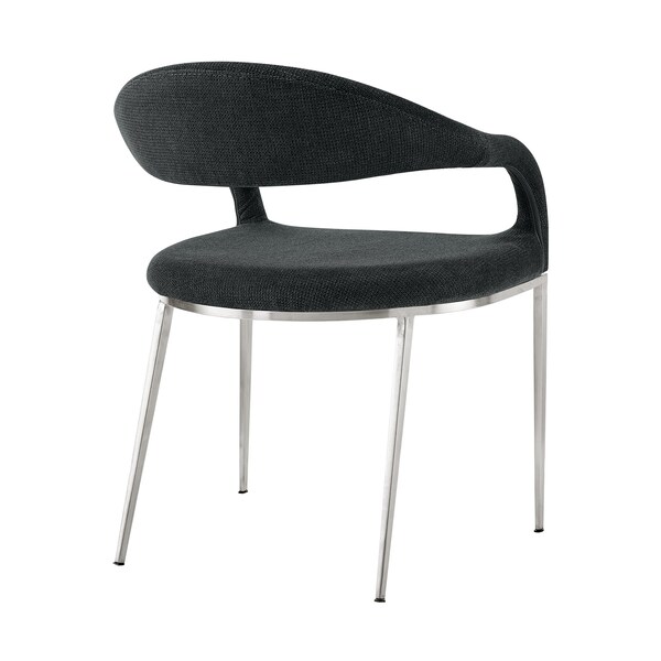 Armen Living Morgan Upholstered Dining Chair with Brushed Stainless Steel and Charcoal Fabric - Set of 2 - LCMOSIBSCH