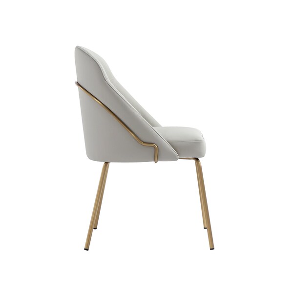 Manhattan Comfort Gracie Dining Chair in Stone and Gold - DC100-GST
