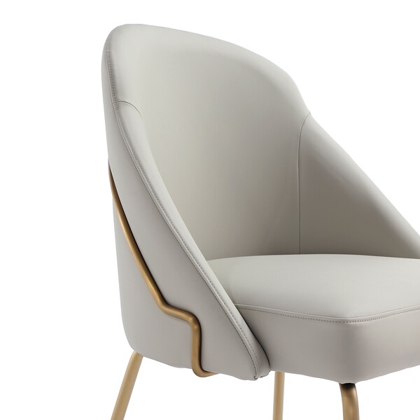 Manhattan Comfort Gracie Dining Chair in Stone and Gold - DC100-GST