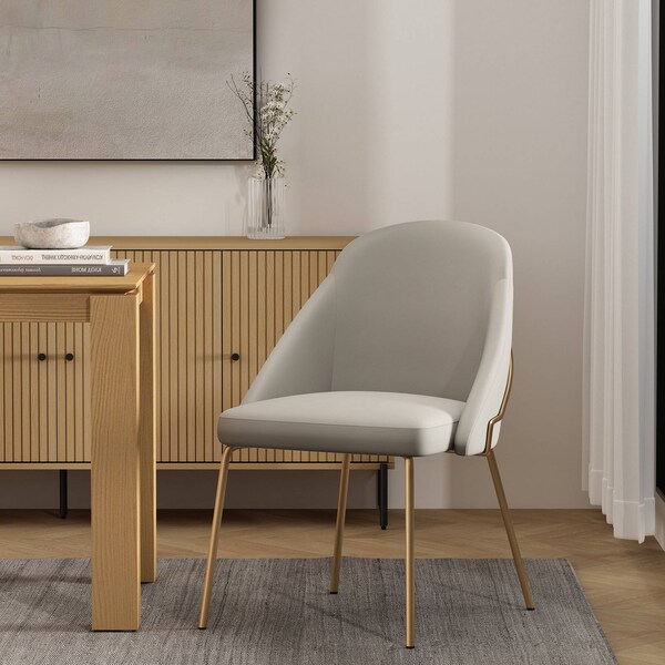 Manhattan Comfort Gracie Dining Chair in Stone and Gold - DC100-GST