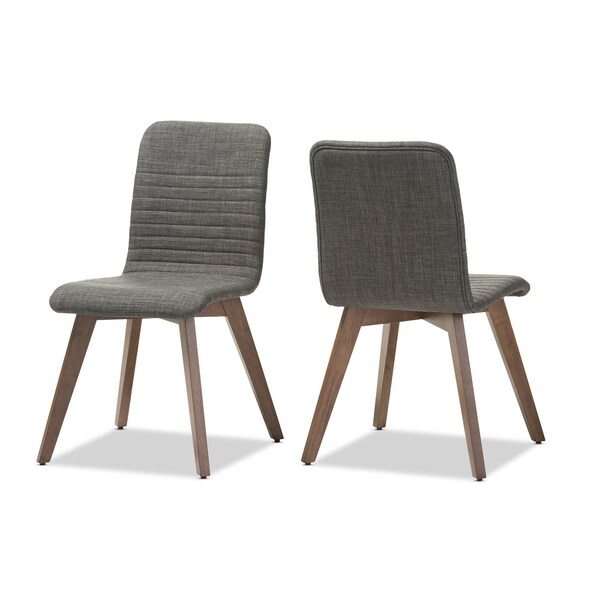 Baxton Studio Sugar Dark Grey Upholstered Walnut Finishing Dining Chair, PK2 - 123-6796
