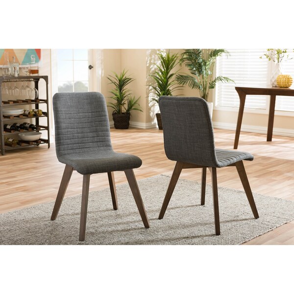 Baxton Studio Sugar Dark Grey Upholstered Walnut Finishing Dining Chair, PK2 - 123-6796