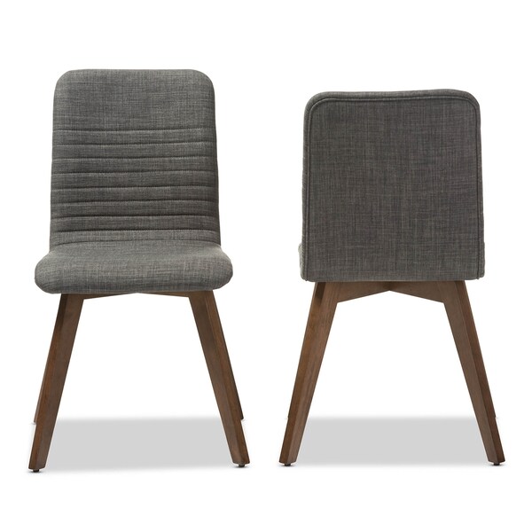 Baxton Studio Sugar Dark Grey Upholstered Walnut Finishing Dining Chair, PK2 - 123-6796
