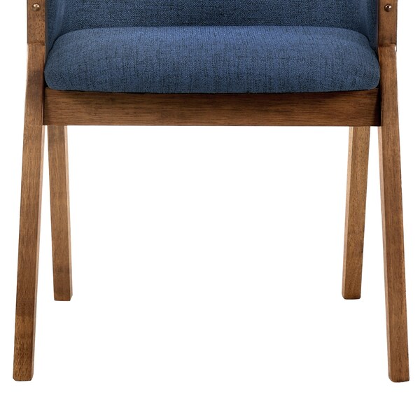 Armen Living Renzo Blue Fabric and Walnut Wood Dining Side Chairs - Set of 2 - LCRESIWABLU
