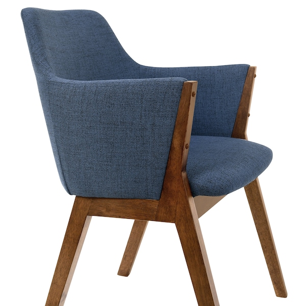 Armen Living Renzo Blue Fabric and Walnut Wood Dining Side Chairs - Set of 2 - LCRESIWABLU