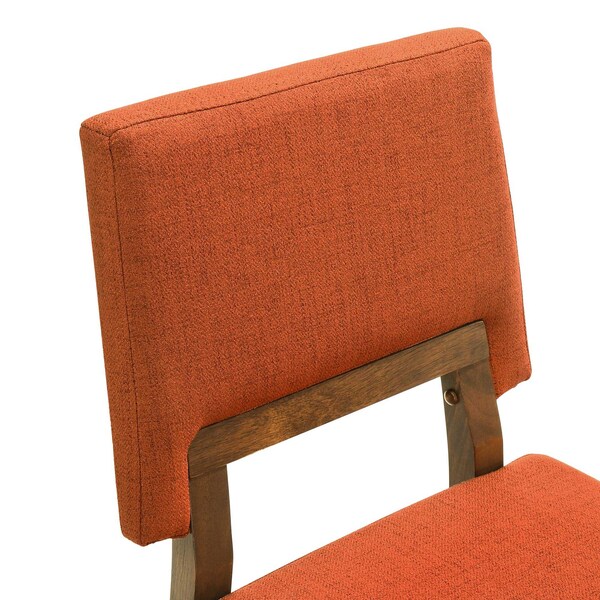 Armen Living Channell Wood Dining Chair in Walnut Finish with Orange Fabric - Set of 2 - LCCHCHWAOR