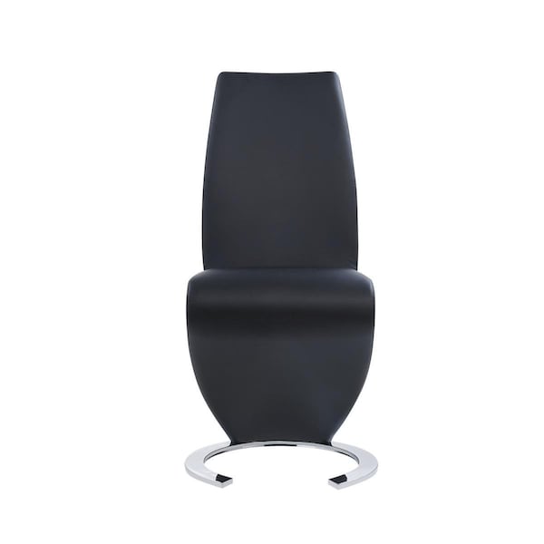 Gfancy Fixtures Black Z Shape Design Dining Chairs with Horse Shoe Shape Base, 2PK - GF2627575