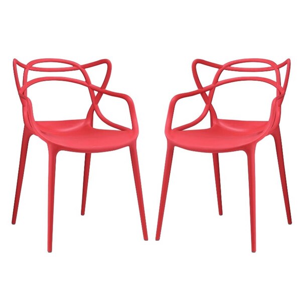 Modway Furniture Entangled Dining Chairs, Red, 2PK - EEI-2347-RED-SET