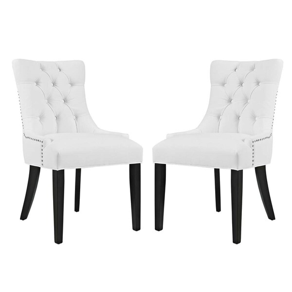 Modway Furniture 36 H x 44 W x 25 L in. Regent Dining Side Chair Vinyl, White, 2PK - EEI-2742-WHI-SET