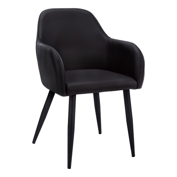 Daphnes Dinnette 17.5 x 23.5 x 33 in. Dining Chair - Black Leather-Look - Black - 2 Piece - DA3603439
