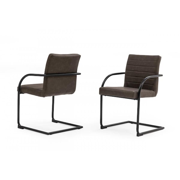 Homeroots Brown Faux Leather Industrial Dining Chairs, 2PK - 472266