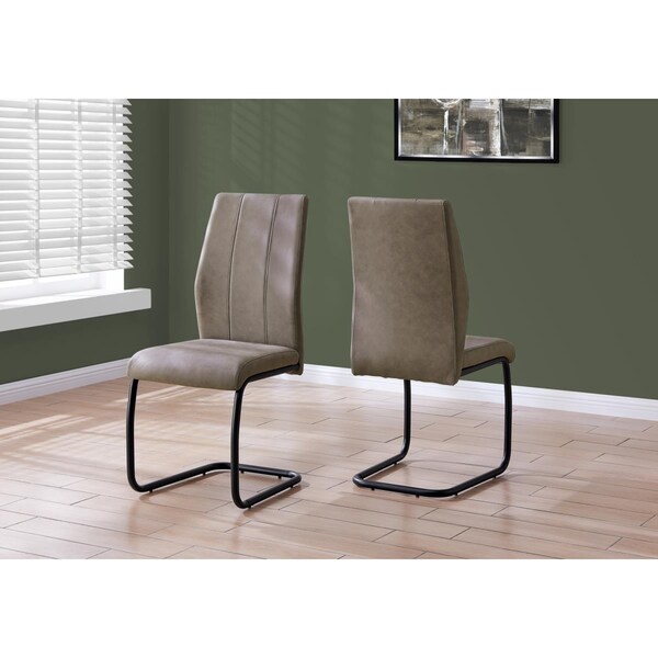 Daphnes Dinnette 39 in. Taupe Fabric & Black Metal Dining Chair - 2 Piece - DA3070845
