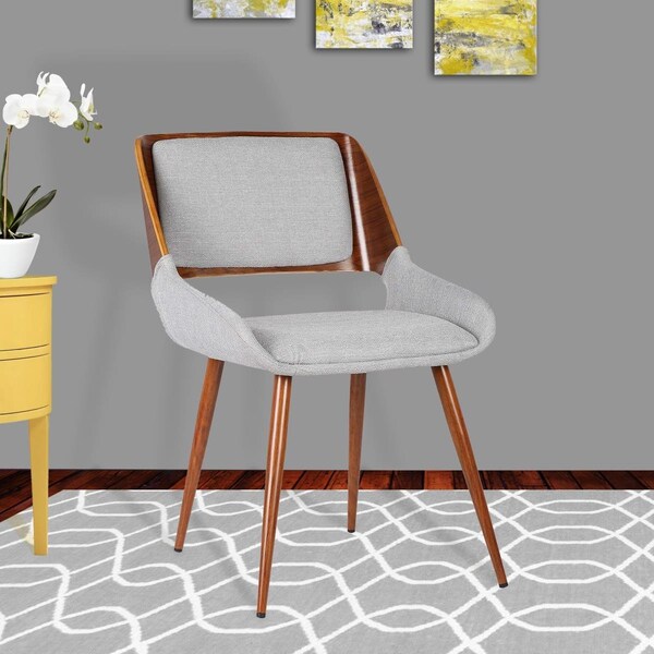 Seatsolutions Panda Mid-Century Dining Chair Walnut - Gray Fabric - SE173730