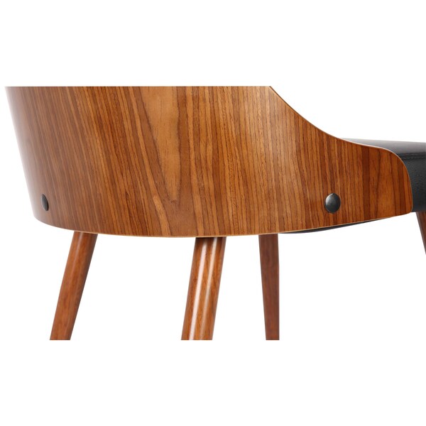 Armen Living Lily Mid-Century Dining Chair in Walnut Finish and Black Faux Leather - LCLLSIWABL