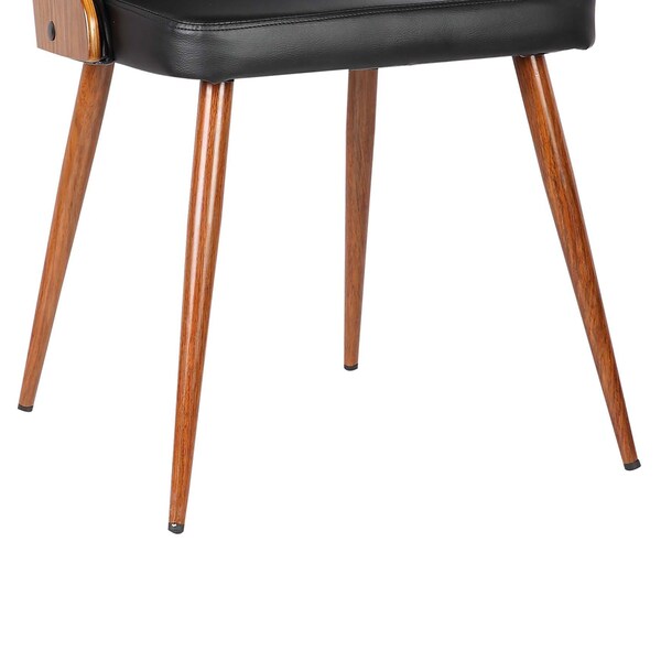 Armen Living Lily Mid-Century Dining Chair in Walnut Finish and Black Faux Leather - LCLLSIWABL