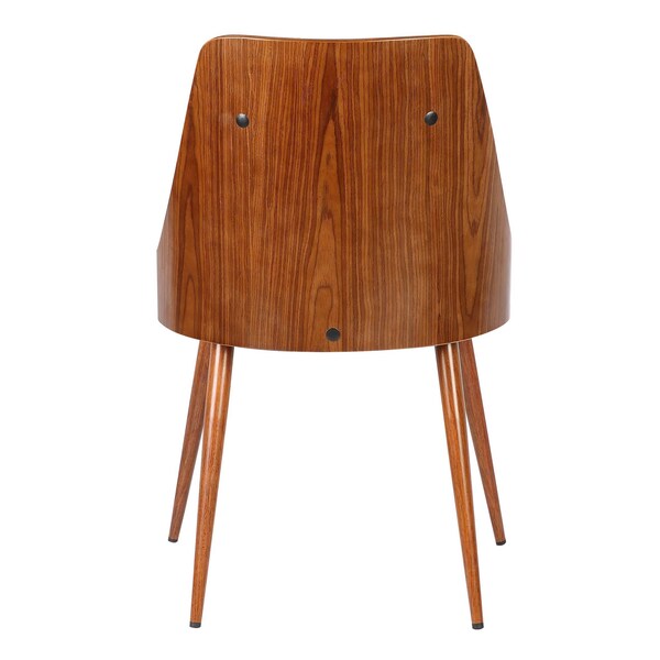 Armen Living Lily Mid-Century Dining Chair in Walnut Finish and Black Faux Leather - LCLLSIWABL