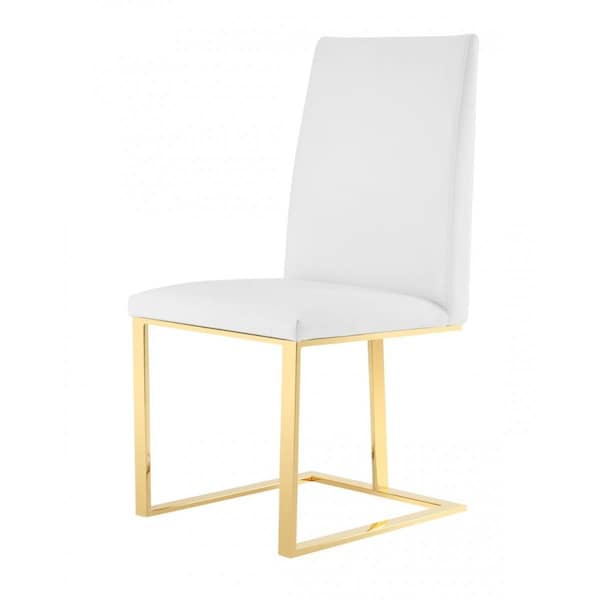 Gfancy Fixtures White Gold Contemporary Dining Chair - GF3097666